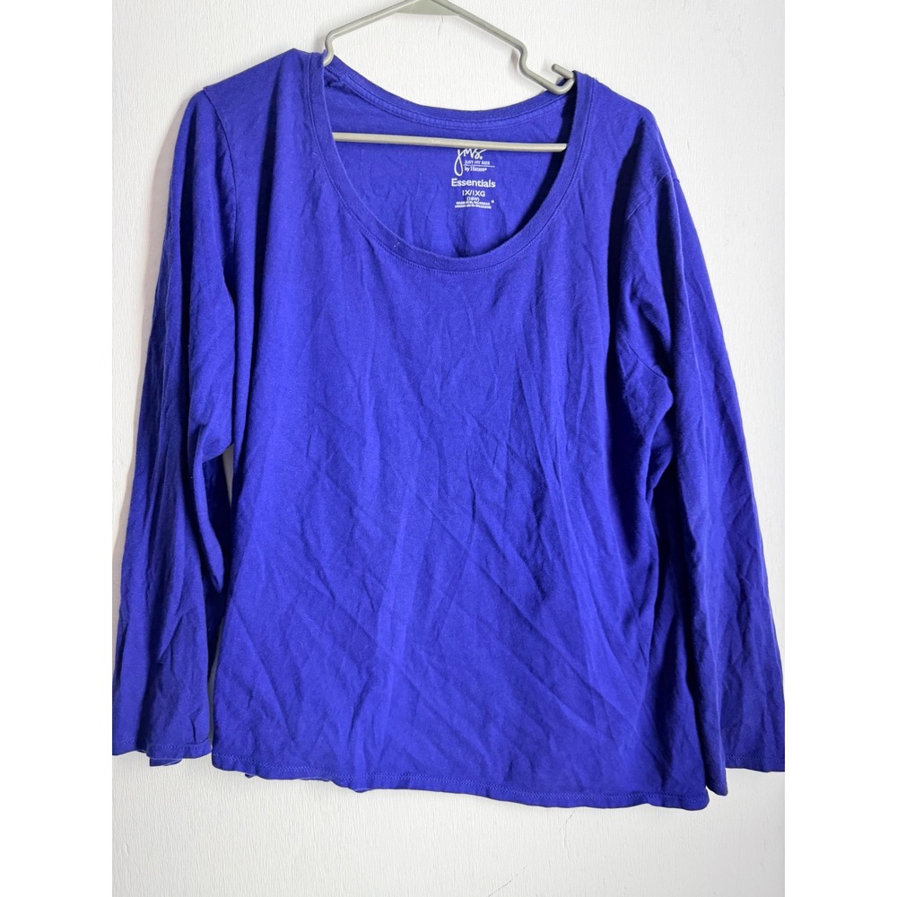 Just My Size by Hanes Royal Blue Long Sleeve Scoop Neck Tee Shirt 1X 16W